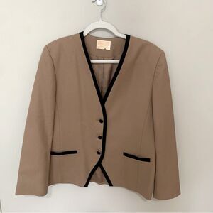 Vintage Pendleton 100% Virgin Wool Tan/Black Town Country Blazer Size 12/14